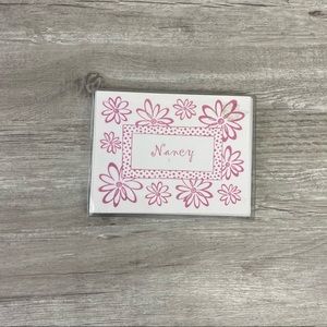 NIB Pink Floral White “Nancy” Name Note Cards -10